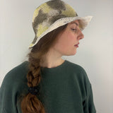 DANTE painted Sun Cloche Hat in Yellow and White - Big Bag NY