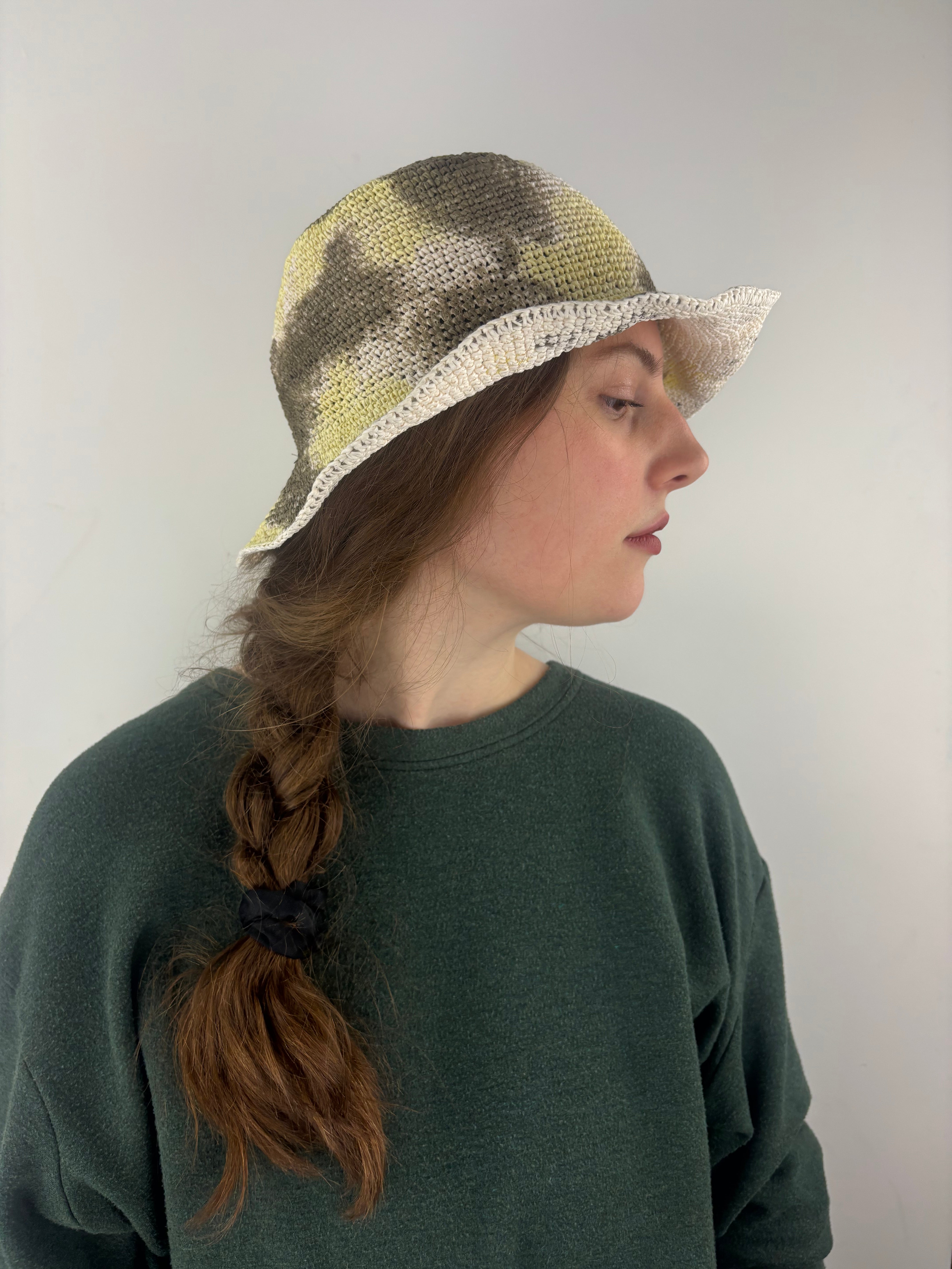 DANTE painted Sun Cloche Hat in Yellow and White - Big Bag NY