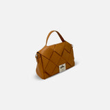 Renato Angi Small Woven Leather Handbag Tan - Big Bag NY