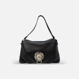 Medium Leather Lion Shoulder Bag Black - Big Bag NY