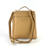 Woven Leather Convertible Backpack Camel - Big Bag NY