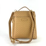 Woven Leather Convertible Backpack Camel - Big Bag NY