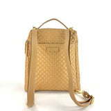 Woven Leather Convertible Backpack Camel - Big Bag NY