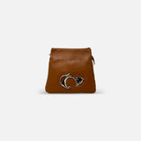 Renato Angi Medium Leather Crossbody with Silver Cat Tan - Big Bag NY