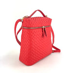 Woven Leather Convertible Backpack Red - Big Bag NY