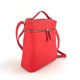 Woven Leather Convertible Backpack Red - Big Bag NY