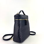 Woven Leather Convertible Backpack Navy - Big Bag NY