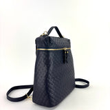 Woven Leather Convertible Backpack Navy - Big Bag NY