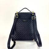 Woven Leather Convertible Backpack Navy - Big Bag NY