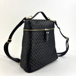 Woven Leather Convertible Backpack Black - Big Bag NY