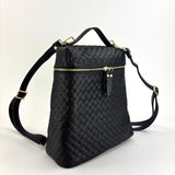 Woven Leather Convertible Backpack Black - Big Bag NY
