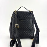 Woven Leather Convertible Backpack Black - Big Bag NY