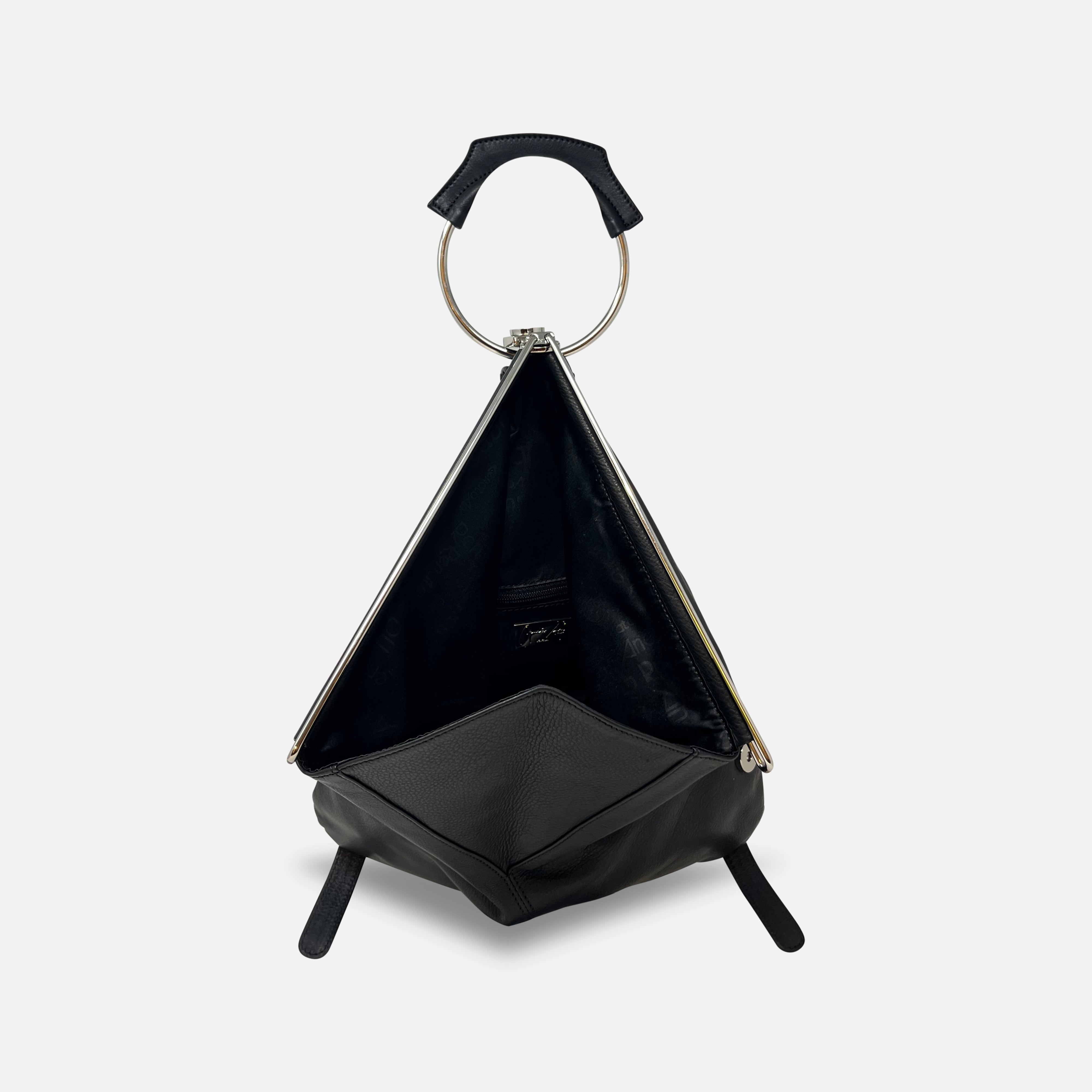 Renato Angi Slide Lock Fold Over Backpack in Black - Big Bag NY