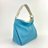 Contrast Trim Medium Bucket Bag Light Blue White - Big Bag NY