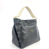 Contrast Trim Medium Bucket Bag Black White- Big Bag NY