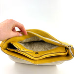 Contrast Trim Medium Bucket Bag White Yellow - Big Bag NY