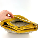Contrast Trim Medium Bucket Bag White Yellow - Big Bag NY