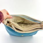 Contrast Trim Medium Bucket Bag Light Blue White - Big Bag NY