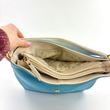 Contrast Trim Medium Bucket Bag Light Blue White - Big Bag NY