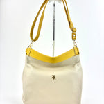Contrast Trim Medium Bucket Bag White Yellow - Big Bag NY