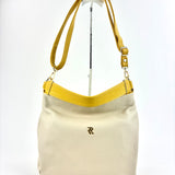 Contrast Trim Medium Bucket Bag White Yellow - Big Bag NY