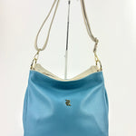 Contrast Trim Medium Bucket Bag Light Blue White - Big Bag NY