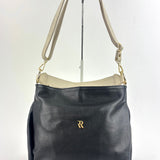 Contrast Trim Medium Bucket Bag Black White- Big Bag NY