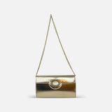 Innué Crystal Clasp Clutch in Leather Platino - Big Bag NY