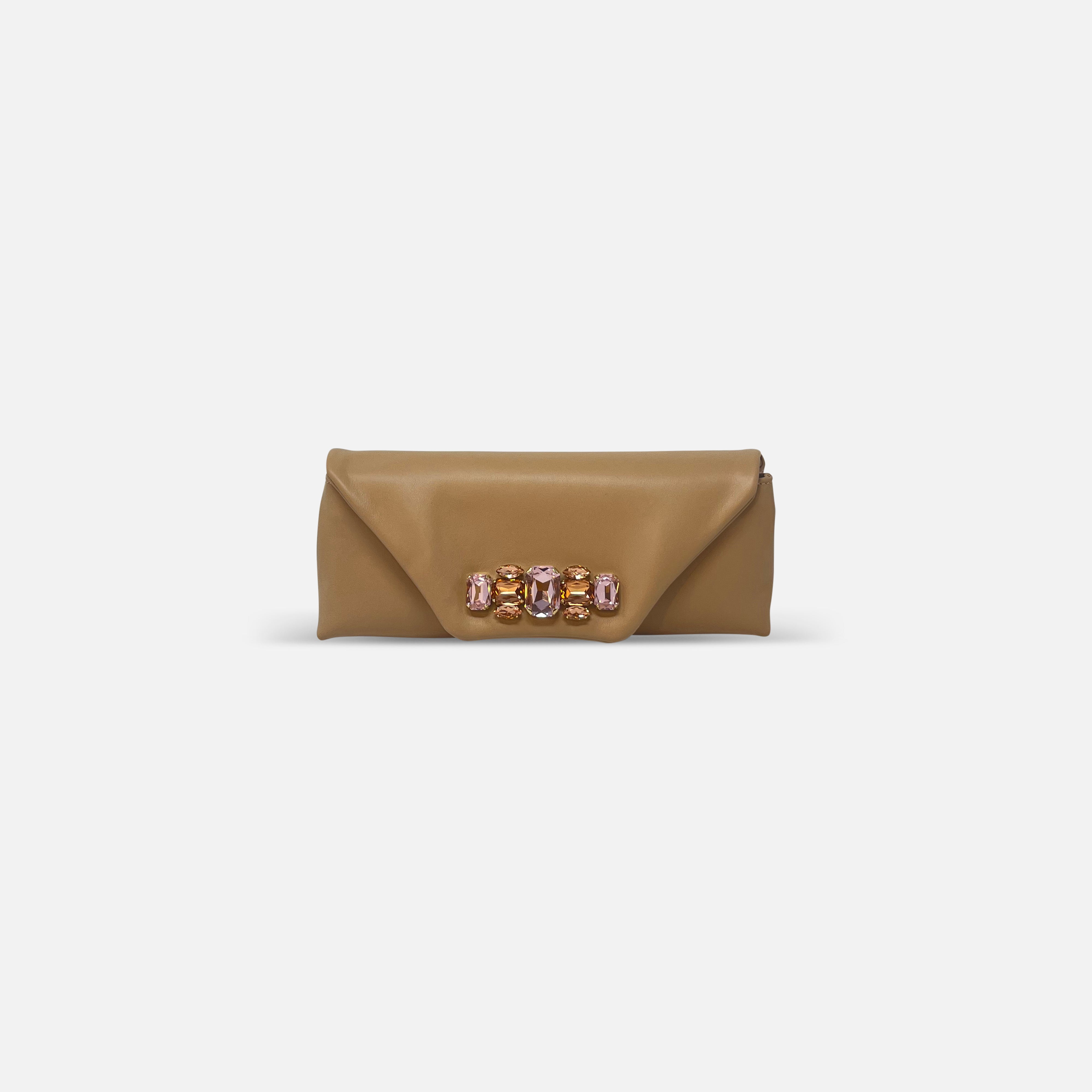 Innué Envelope Clutch with Crystal Front Clasp Cammello - Big Bag NY