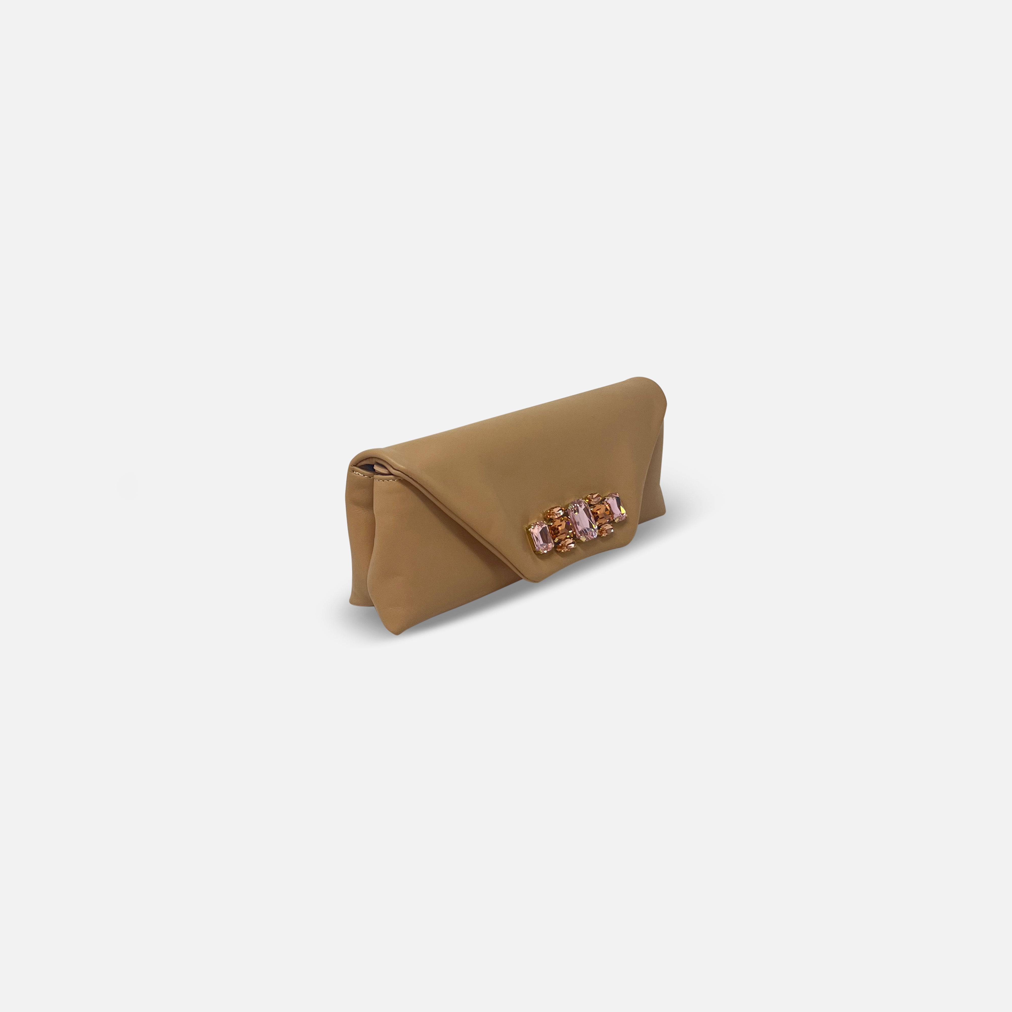 Innué Envelope Clutch with Crystal Front Clasp Cammello - Big Bag NY