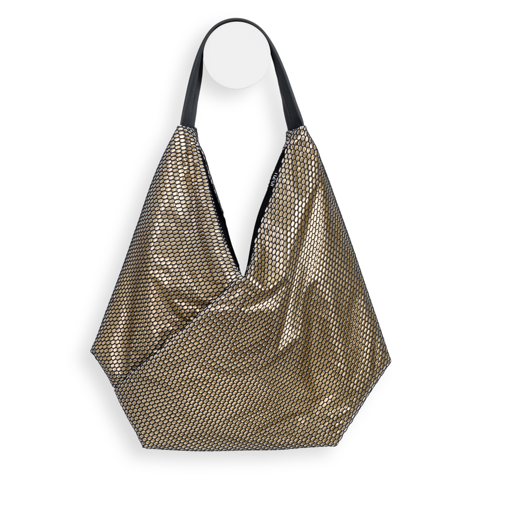 InZu Bevel Tote in Black and Pale Gold Hive - Big Bag NY