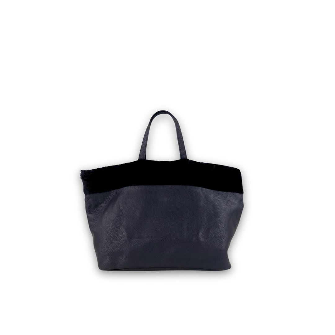 Io Pelle Shearling Trim Tote - Big Bag NY - New York NY