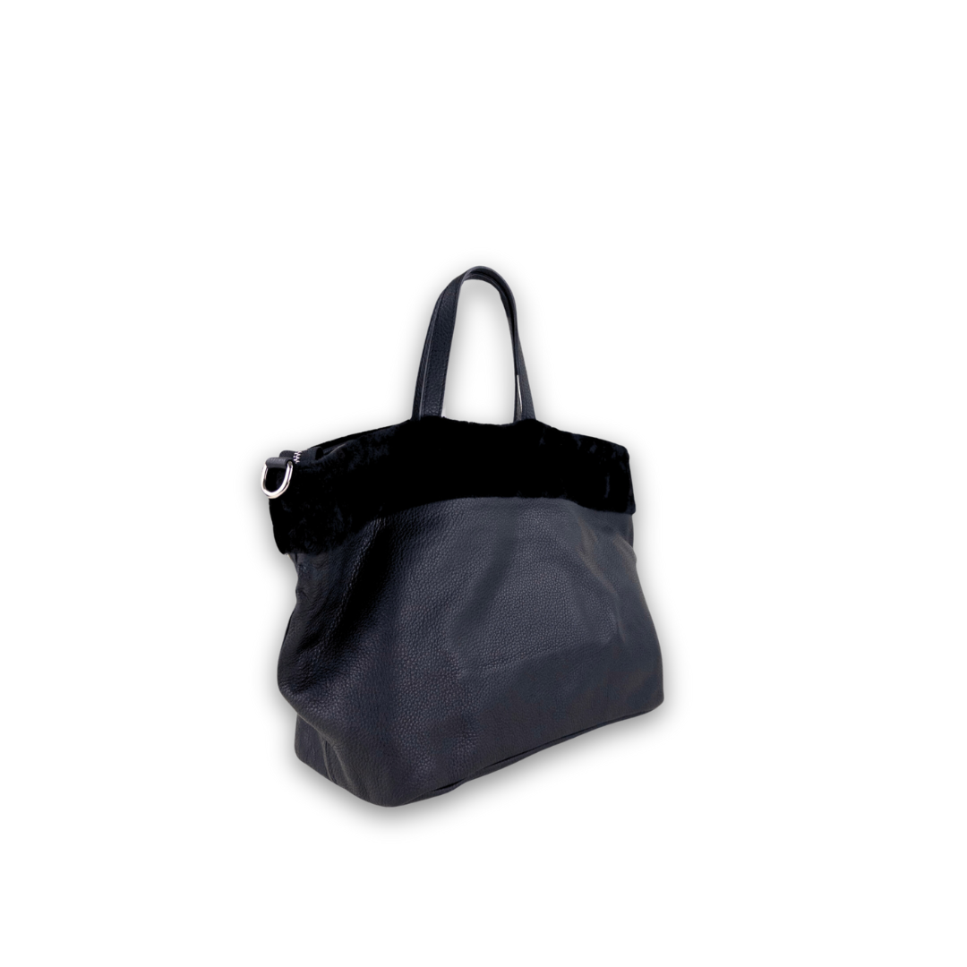Io Pelle Shearling Trim Tote - Big Bag NY - New York NY