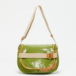 Jack Gomme GABY Linen Satchel Messenger Bag Green - Big Bag NY