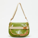 Jack Gomme GABY Linen Satchel Messenger Bag Green - Big Bag NY