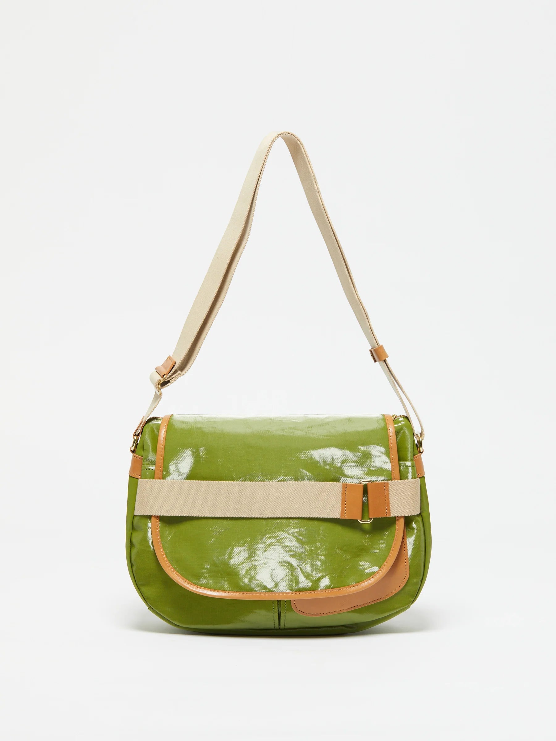Jack Gomme GABY Linen Satchel Messenger Bag Green - Big Bag NY