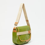 Jack Gomme GABY Linen Satchel Messenger Bag Green - Big Bag NY