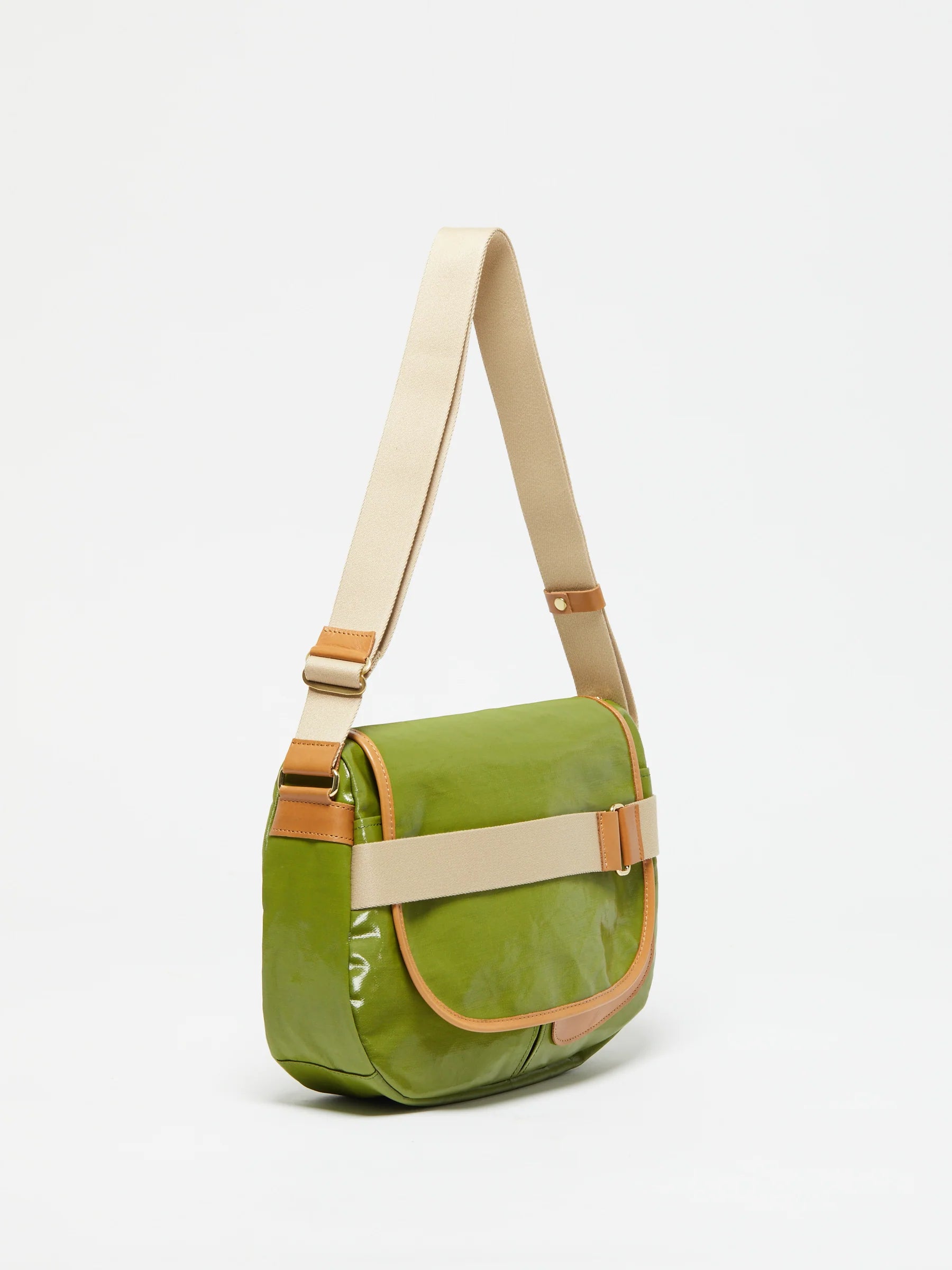 Jack Gomme GABY Linen Satchel Messenger Bag Green - Big Bag NY