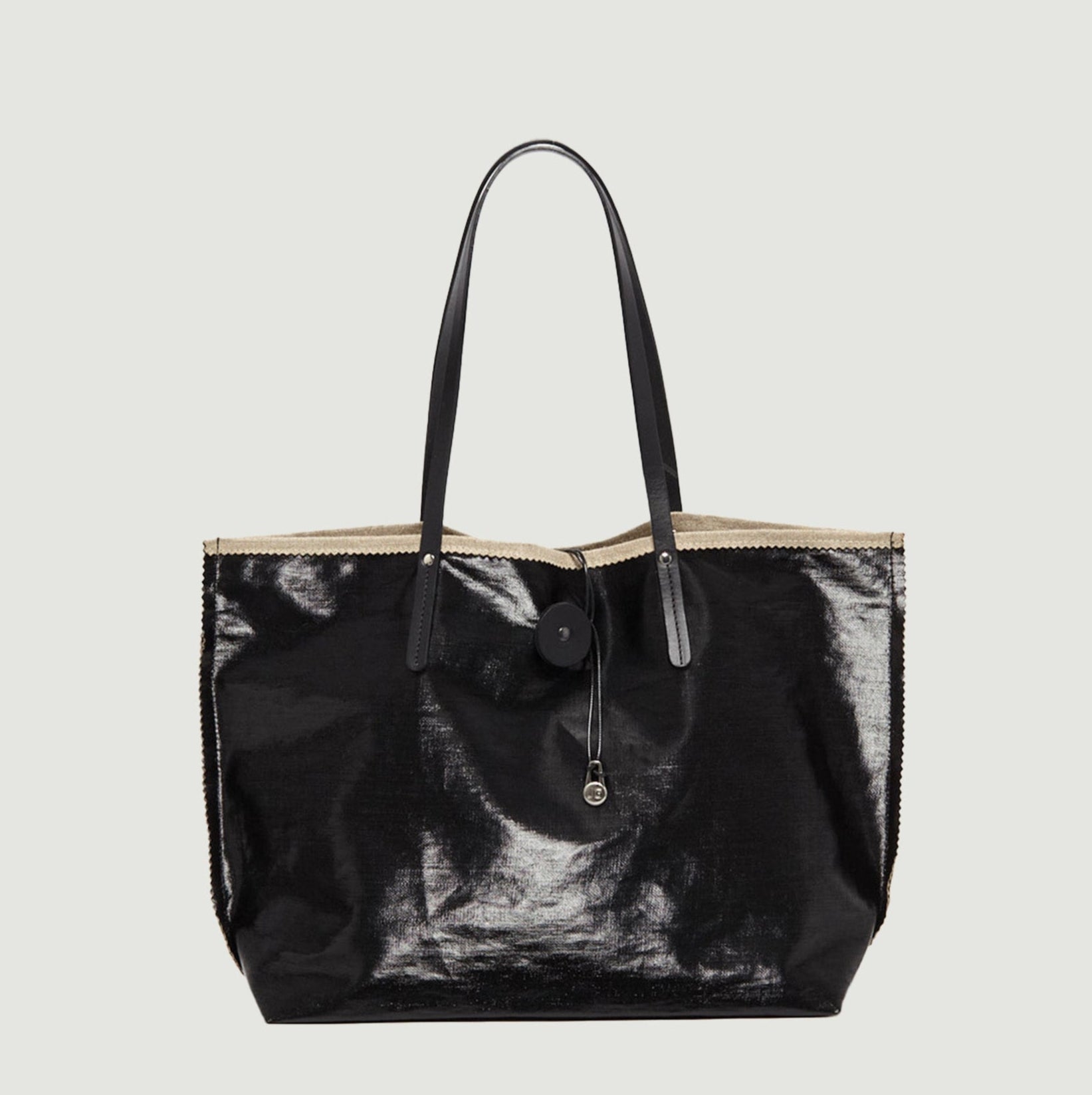 Jack Gomme Atelier Lin Coated Linen Bahia Tote Black - Big Bag NY