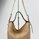LORISTELLA Jane Small Raffia Hobo Cuoio - Big Bag NY