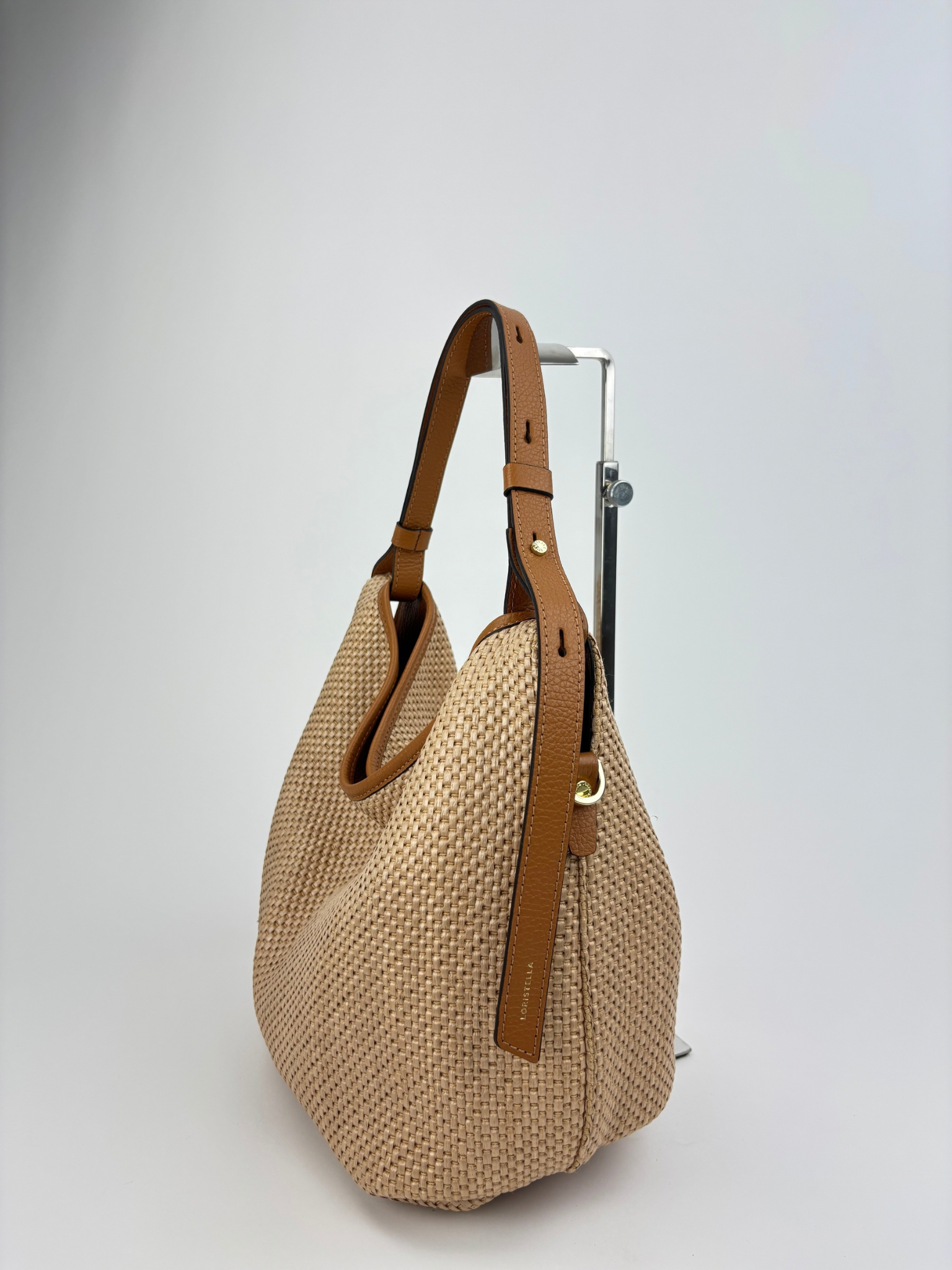 LORISTELLA Jane Small Raffia Hobo Cuoio - Big Bag NY
