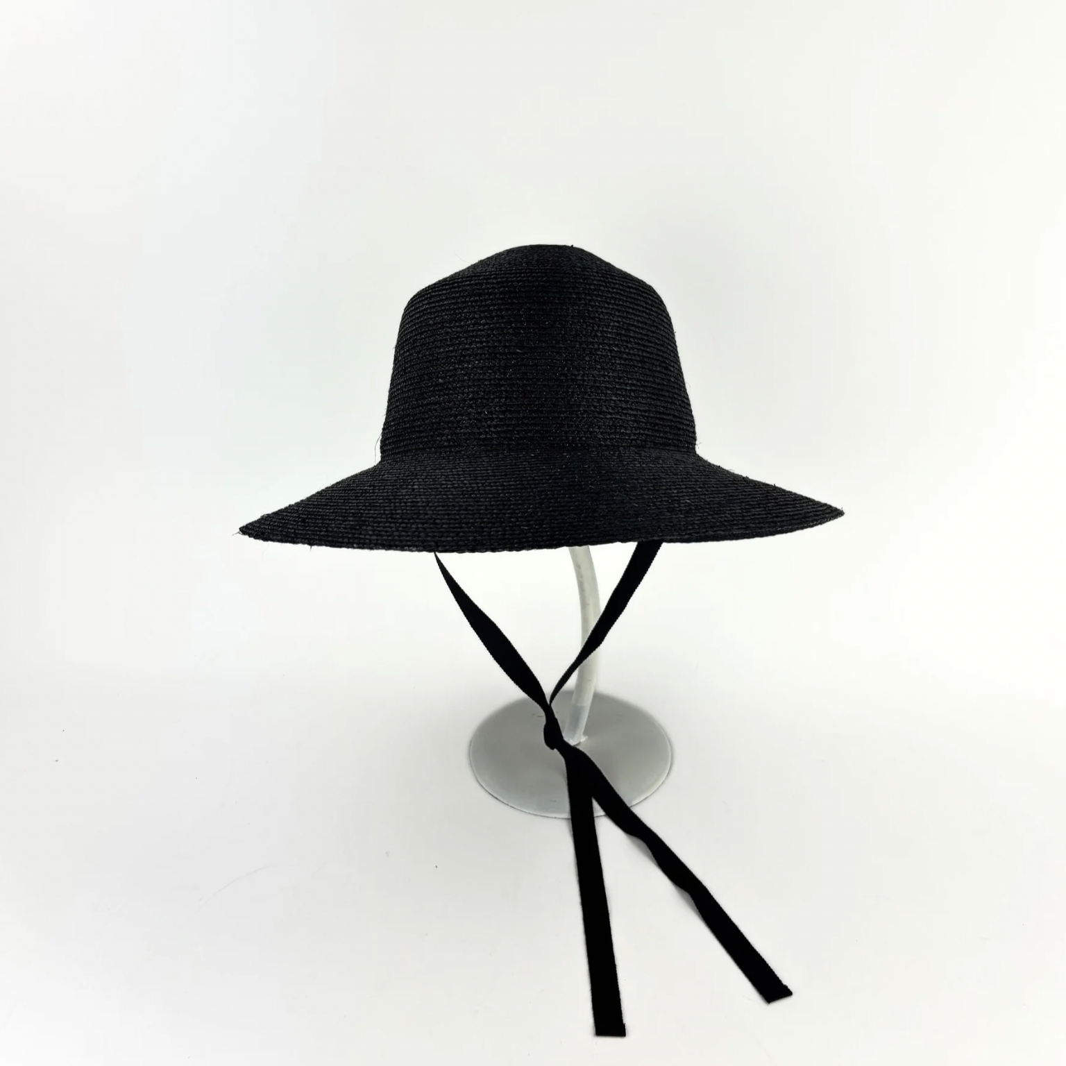 PCNQ HENRI Raffia Classic Flat Top Wide Brim Sun Hat with Ribbon Ties - Big Bag NY