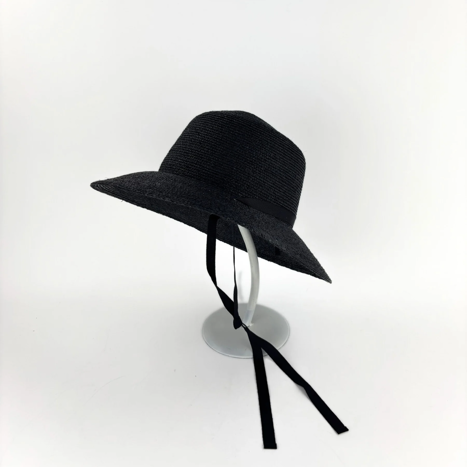 PCNQ HENRI Raffia Classic Flat Top Wide Brim Sun Hat with Ribbon Ties - Big Bag NY