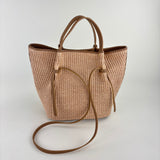 Plinio Visona Paglia Medium Raffia Double Handle Tassel Tote Tan - Big Bag NY
