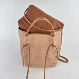 Plinio Visona Paglia Medium Raffia Double Handle Tassel Tote Tan - Big Bag NY