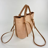 Plinio Visona Paglia Medium Raffia Double Handle Tassel Tote Tan - Big Bag NY