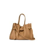 Plinio Visona Queen Small Top Handle Tassel Tote Tan - Big Bag NY