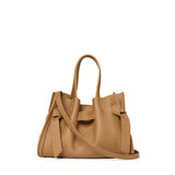 Plinio Visona Queen Small Top Handle Tassel Tote Tan - Big Bag NY