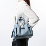 Plinio Visona Queen Small Top Handle Tassel Tote Blue - Big Bag NY