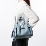 Plinio Visona Queen Small Top Handle Tassel Tote Blue - Big Bag NY